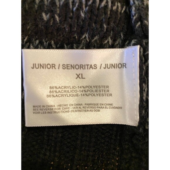 L.E.I. Gray Black Knit Dress Junior Size XL Cowl Neck Stretch Comfortable Chic - Picture 8 of 10